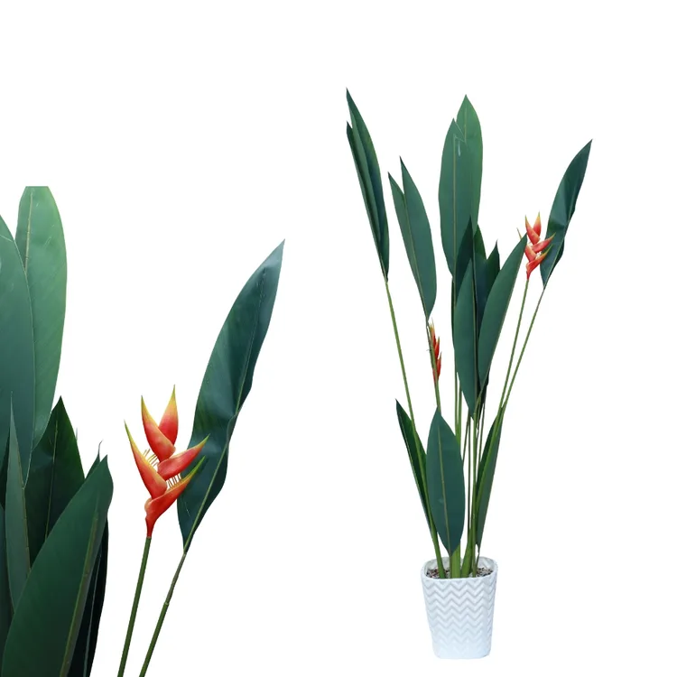 Artificial Bird of Paradise Heliconia In Pot Plant  | living room decor |  polyester artificial bird of paradise plant palm tree — view 2