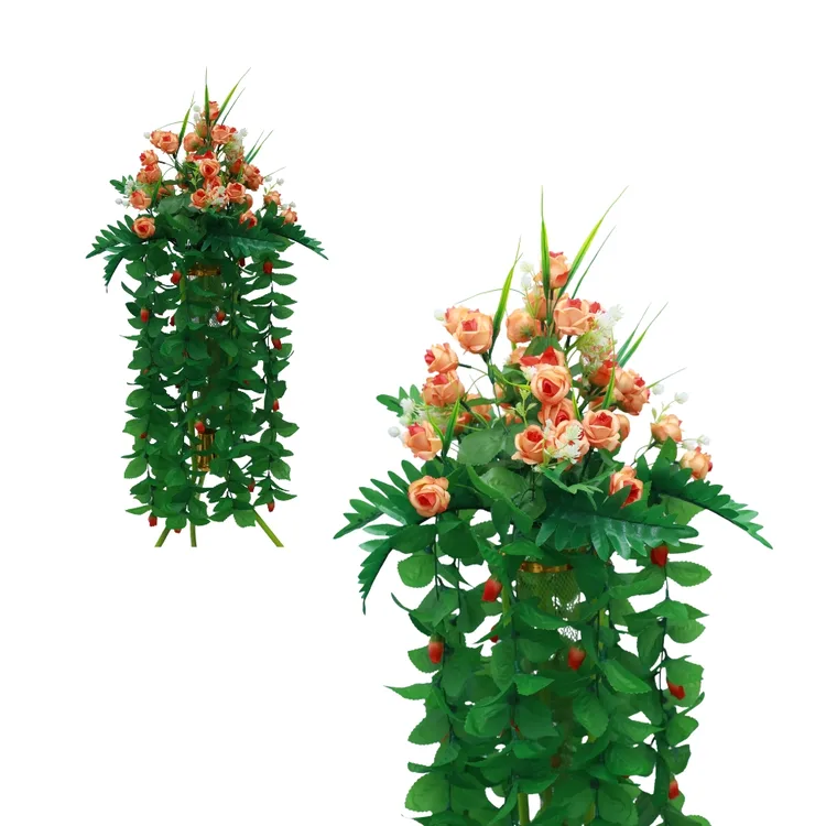 Artificial Cascading Peach Hanging Vine Rose  | Fake Hanging Flowers  | for Outdoors | Silk Floral Ivy Plants | for Home,Room,Garden,Wedding,Bridal Shower,Valentine’s Day,Indoor Party Decor