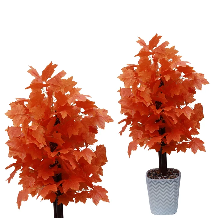 5FT Artificial Japanese Maple Tree in Pot, Realistic Faux Autumn  | Orange Maple Plant  |  Peacock Shaped Large |  Floor Decor for Home, Office & Balcony