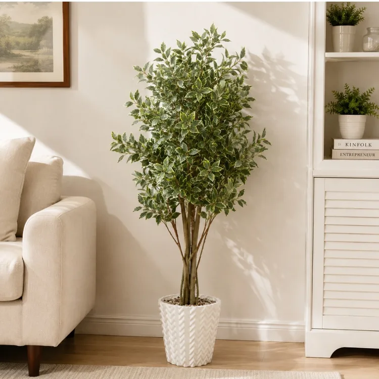 5FT  Artificial Mediterranean Faux Olive Tree |  Indoor Tall Faux with Planter&Basket  | Large Fake Olive Silk Trees |  Realistic Olive Plants with Branches | Fruits for Home Decor  | Office Living Room