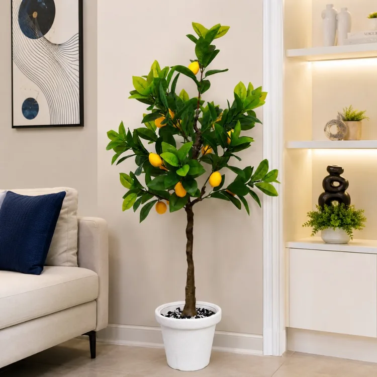 5FT Artificial Lemon Tree with Pot |  Indoor Outdoor Home Decor |  Realistic Leaves and Lemons | Adjustable Branches | Easy to Assemble | Perfect for Porch | Living Room, Office and Home Decor — view 2