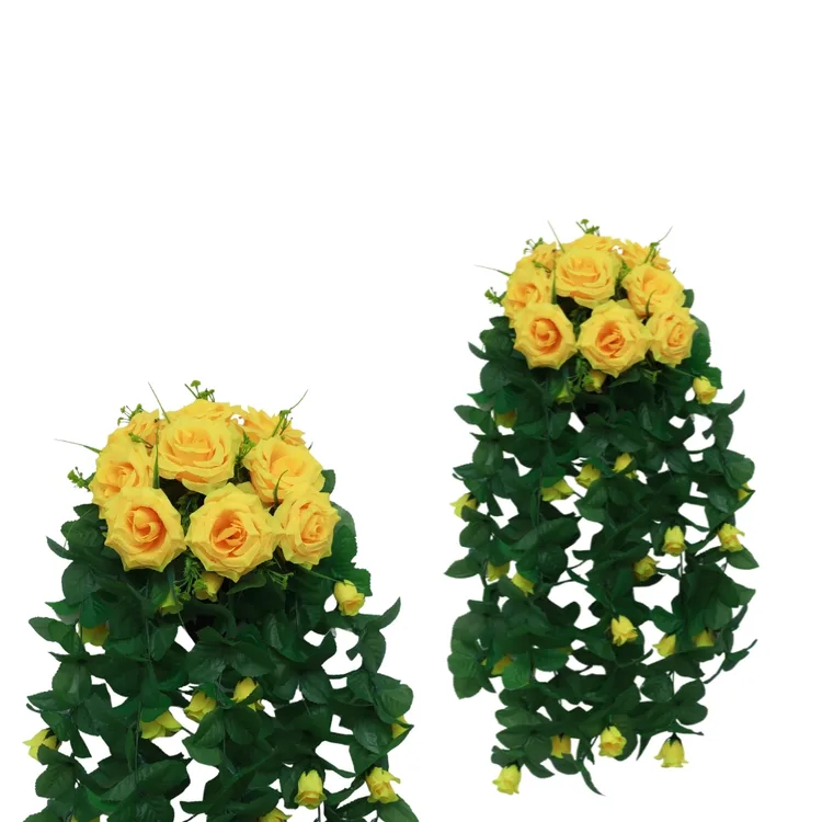 Cascading Yellow Rose Hanging Creeper | Fake Hanging Flowers | for Outdoors | Silk Floral Ivy Plants | for Home,Room,Garden,Wedding,Bridal Shower,Valentine’s Day,Indoor Party Decor