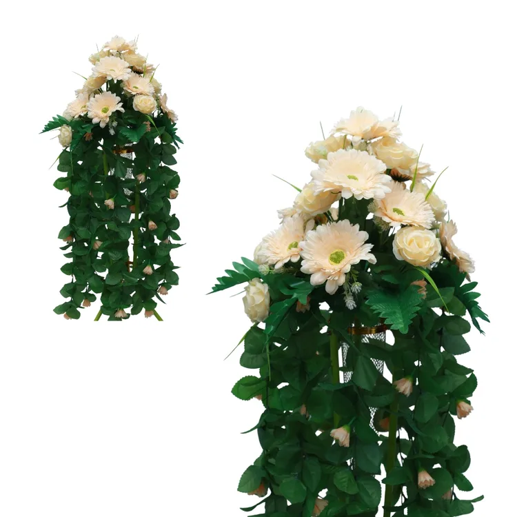 Cascading Cream White Daisy Hanging Vine |  Fake Hanging Flowers | for Outdoors | Silk Floral Ivy Plants | for Home,Room,Garden,Wedding,Bridal Shower,Valentine’s Day,Indoor Party Decor