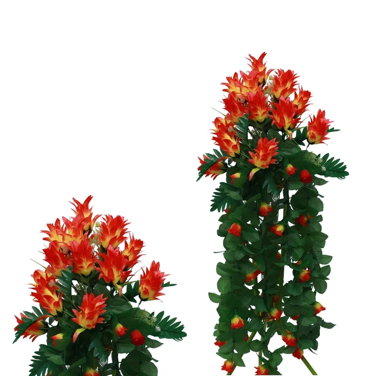 Cascading Orange Flame Flower Hanging Creeper | Fake Hanging Flowers | for Outdoors | Silk Floral Ivy Plants | for Home,Room,Garden,Wedding,Bridal Shower,Valentine’s Day,Indoor Party Decor