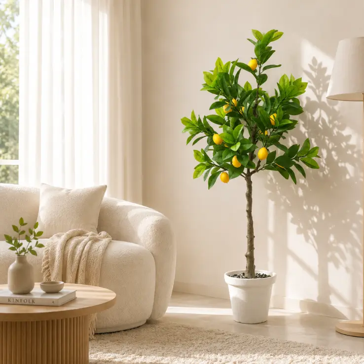 5FT Artificial Lemon Tree with Pot |  Indoor Outdoor Home Decor |  Realistic Leaves and Lemons | Adjustable Branches | Easy to Assemble | Perfect for Porch | Living Room, Office and Home Decor